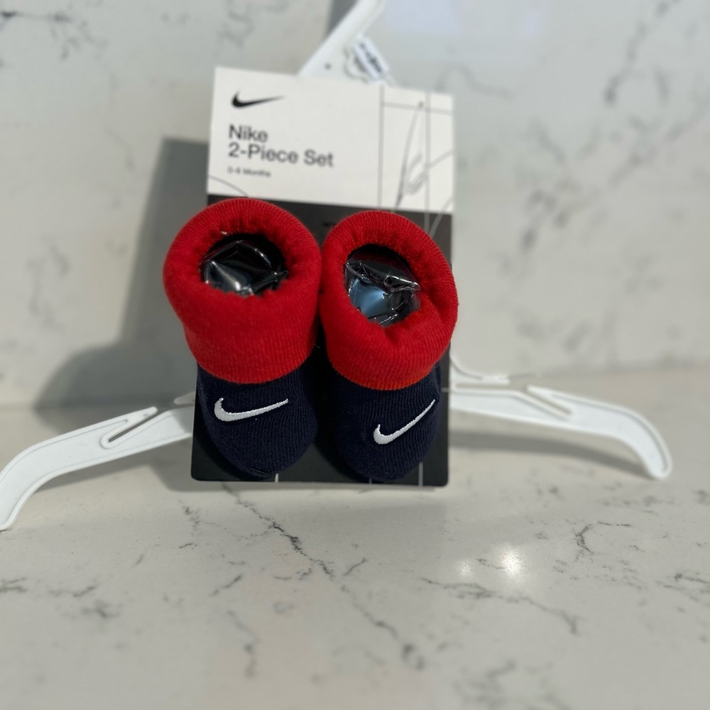 Nike Infant Red and Navy Booties